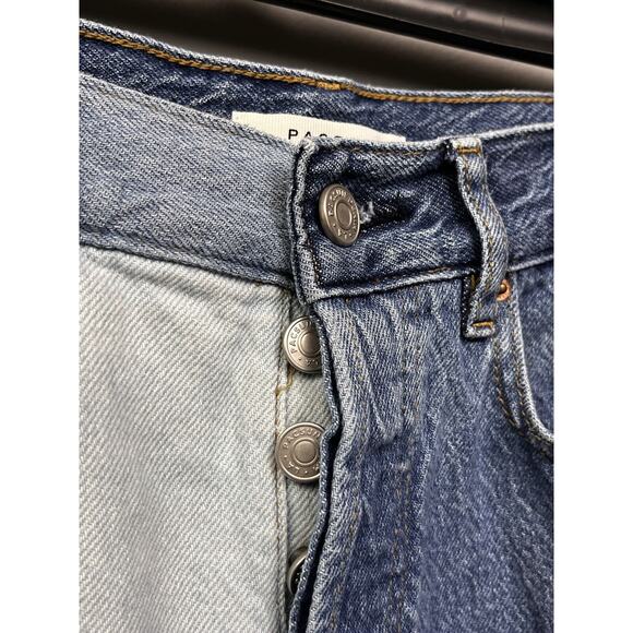 PacSun Button-Fly Patch High Rise Straight‎ Jeans Womens 23 Denim Light Blue - Picture 8 of 9